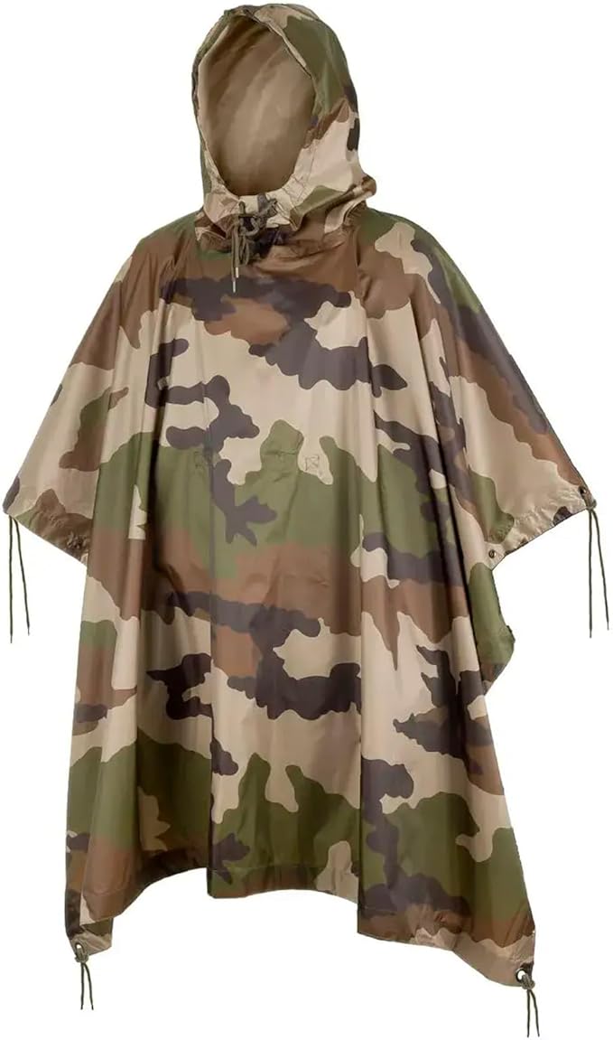 Mil-Tec Adult Ripstop Wet Weather Lightweight Waterproof Multi-Use Rain Poncho with Hood - Use as Bivouac Sack Shelter Tent