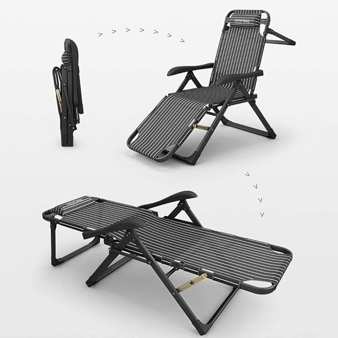 FWZJ Sun Lounger Heavy Duty Textoline Zero Gravity Chairs Folding Outdoor Reclining Chair Lunch Break Chair for Patio Garden Beach Pool with Cushions Support 180kg (Blue)