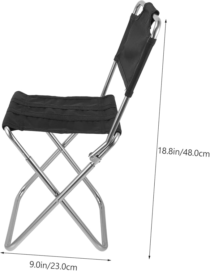 Yardwe Multi-Function Camping Fishing Chair Black Portable Beach Lounge Stool Lightweight Sturdy Folding Stool