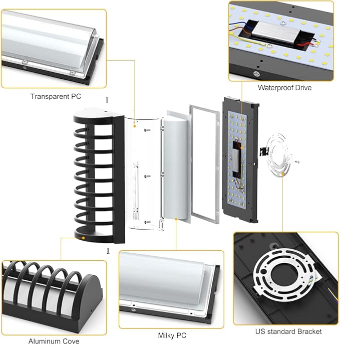 Sytmhoe Modern Outdoor Wall Sconce LightsLED Exterior Wall Light Fixtures6000k Cool White Wall Mounted LED LampsBlack Porch&ampPatio Light for HouseIP65 Waterproof for Hallway Stairs Gardens(6000