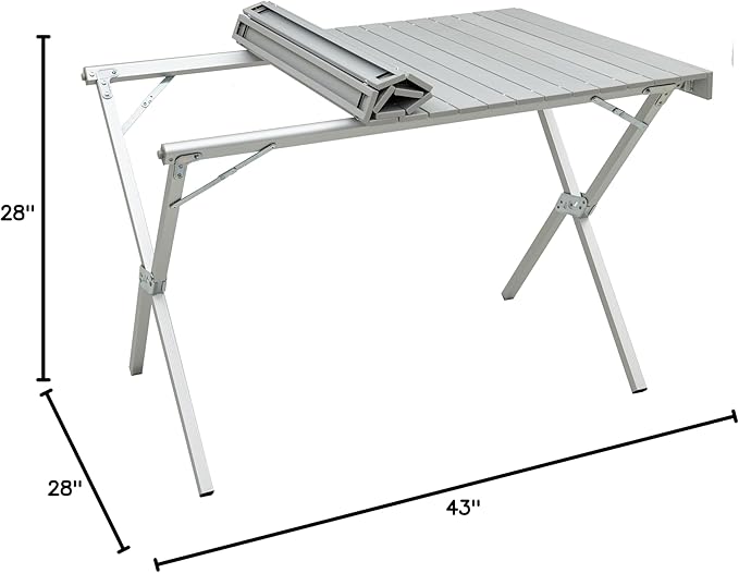 ALPS Mountaineering Folding Camping Table with Smooth Easy-to-Clean Roll Top and Sturdy and Lightweight Aluminum X Frame Shoulder Carry Bag 3 Sizes