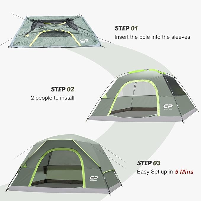 Tents for Camping 4 Person Tent Waterproof Windproof Double Layer Camping Tent Easy Setup Dome Tent with Large Mesh Windows &amp Wider Door for Outdoor Camping &amp Hiking