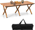BOOSDEN Portable Folding Camping Table Outdoor Low Picnic Table Aluminum Roll-up Camping Table with Carry Bag Lightweight Foldable Camp Table for BeachParty Patio BBQ Travel Backyard