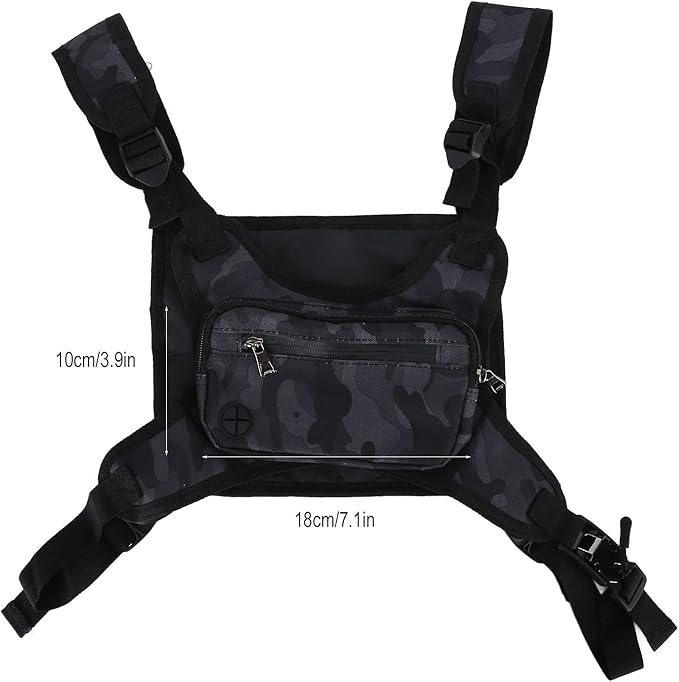Gardening Vest Bag Black Camouflage Outdoor Running Backpack Vest Bag Storage Bag for Man Woman Running