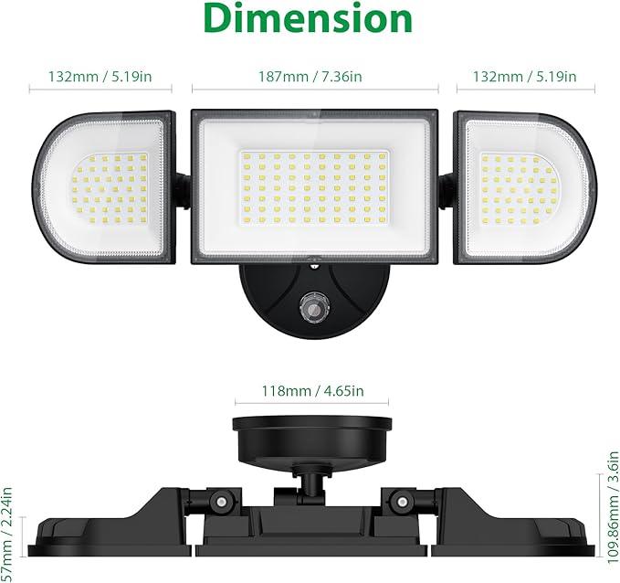 iMaihom 130W Led Flood Light OutdoorDusk to Dawn Outdoor Lighting 13000LM Outdoor Lights 3 Adjustable Heads Security Lights with Photocell IP65 Waterproof 6500K Outside Flood Light for Yard Garage