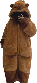 Warm one-piece blanket pajamas in autumn and winter cute shark capybara robe hooded coral velvet padded velvet home clothes.