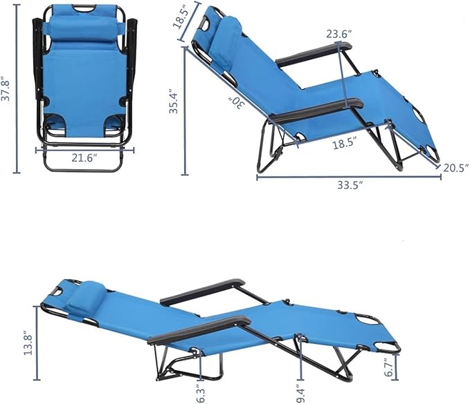 Portable Dual Purposes Extendable Folding Reclining Chair