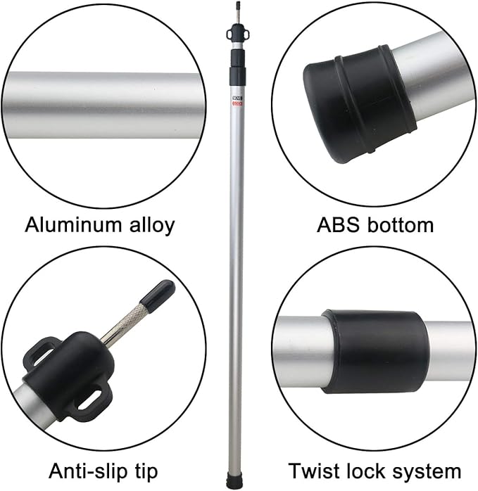 Sunnyglade 2 Pcs Adjustable Tarp Poles Silver  Telescoping Aluminum Rods Portable Awning Poles for CampingBackpackingHiking(Set of 2)