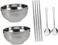 STOBAZA Portable Retro Stainless Steel Bowl Set Chopsticks and Spoons 3-Piece Tableware for Family Dining Dishwasher Safe