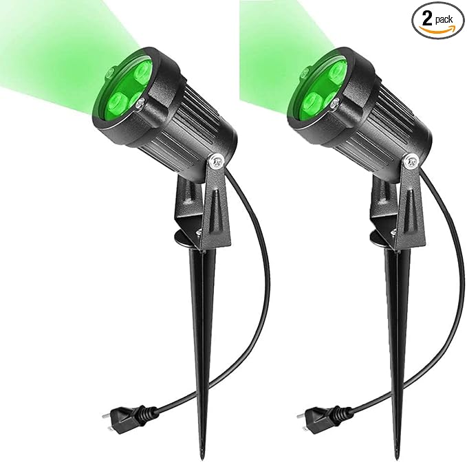 OurLeeme Spot Lights Outdoor - 3W LED Lawn Garden Flood Light Waterproof Landscape Lighting Low Voltage Landscape Lights Spotlights for Yard Green Light AC 85-265V