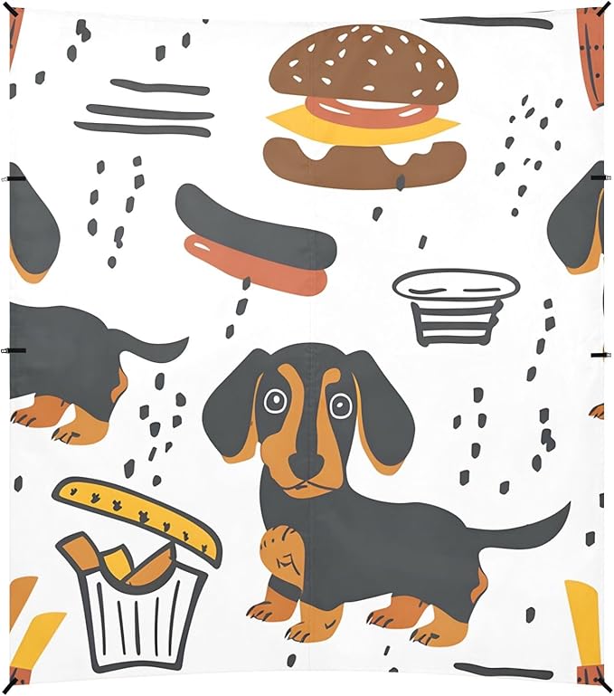 Cute and Simple Dachshund Dog Camping Sun Shelter Beach Tent Portable Beach Sun Shade Outdoor Canopy for Camping Trips Fishing Picnic
