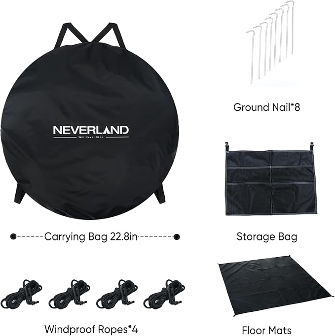 Neverland Pop up Privacy Shower Tent - Portable Changing Shower Tent Dressing Room Bathroom Outdoor Rain Shelter for Camping Beach