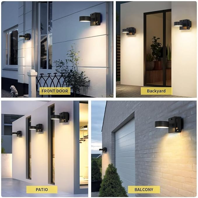 Porch Lights with GFCI Outlet Dusk to Dawn Outdoor Wall Light with Outlet LED Aluminum Exterior Light Fixture Waterproof Outside Lights for House Front Door Patio Garage