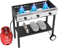ROVSUN 3 Burner Outdoor Propane Burner with Ignition &amp Regulator 225000 BTU Powerful &amp Portable Gas Stove Outdoor Stand Cooker for Backyard Patio Cooking Home Camping Brewing Canning Turkey