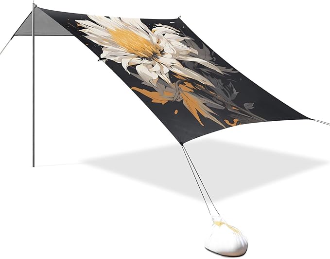 Beach Tent Sun Shelter Retro Fragrant Flowers Lightweight &amp Easy Setup Beach Shade Canopy for Camping Fishing