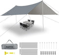 Camping Tarp with Poles 16x12 Ft Camping Canopy Waterproof Tent Tarp Rain Shelter for Camping PicnicBeach Outdoor Activities Extra Large Lightweight and UV Resistant Extra Large Grey