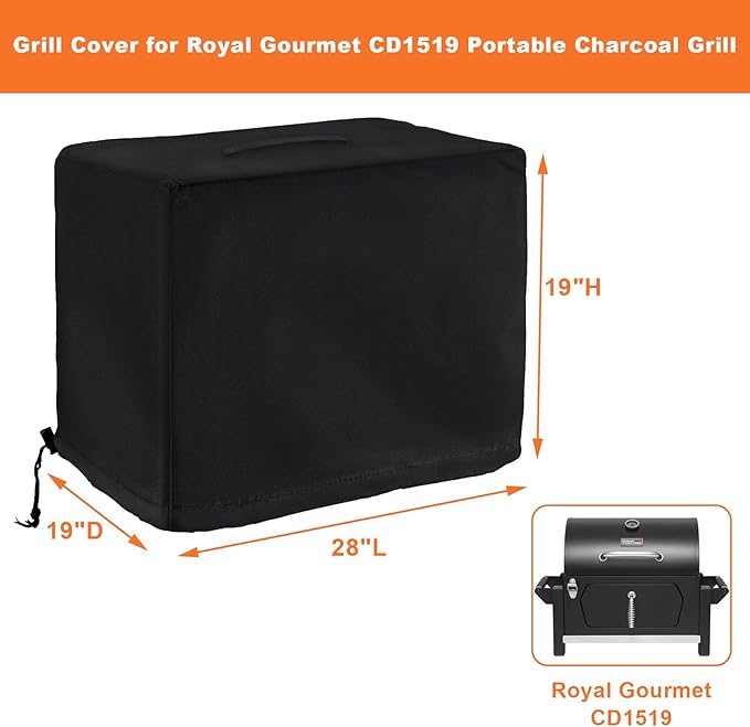 Tabletop Grill Cover for Royal Gourmet CD1519 Portable Charcoal Grill for Royal Gourmet Tabletop Charcoal Camping Grill Waterproof UV Resistant Windproof Dustproof Cover