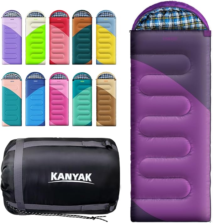 Camping Sleeping Bag 32℉ Sleeping Bags for Adults Kids Teens Cold Weather Warm Sleeping Bag Winter for 3-4 Season Camping Camping Gear Equipment Traveling and Outdoors