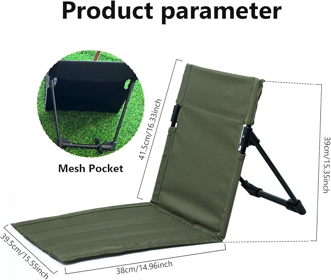 Yeory Folding Beach Chair - Breathable Stable Portable with Sponge Filling &amp Mesh Pocket - Lightweight Soft Sturdy - Olive Green
