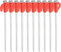 Luxshiny 20pcs Heavy Duty Orange Metal Tent Stakes with Glow Head Windproof Ground Pegs Hook Set for Outdoor Camping and Hiking Shelter Anchors