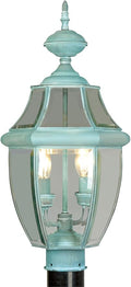Livex Lighting 2254-06 Outdoor Post with Clear Beveled Glass Shades Verdigris