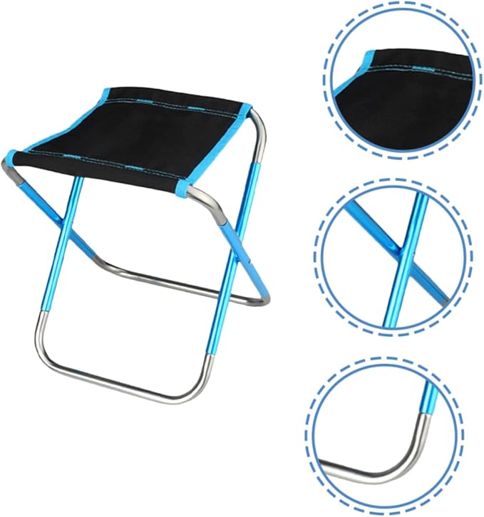 Portable Folding Stool Lightweight and Durable Mini Fishing Chair for Camping Beach and Outdoor Activities Multi-Functional Travel Seat Easy Storage and Carry Small Blue