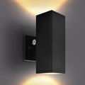 LUXRITE Dusk to Dawn LED Modern Outdoor Wall Light 10 Up or Up and Down Light 3CCT 3000K-5000K Waterproof Square Wall Sconce 15/20/24W Dimmable IP65 ETL Black - Exterior Porch Patio Garage