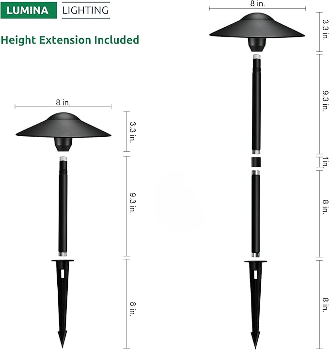 Lumina Lighting® 3W Landscape Lighting 12V Landscape Lights Low Voltage Landscape Path Lights Warm White Waterproof Outdoor Replaceable G4 LED Bulb for Garden Pathway Lawn Yard (Black 2-Pack)
