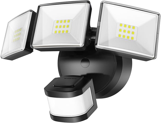 OREiN Motion Sensor Outdoor Flood Light 26W 3500LM LED Security Light 240° 40FT Detection Dusk to Dawn/Auto/Test Modes IP65 Waterproof for Garage Yard Porch Driveway (Hardwired)