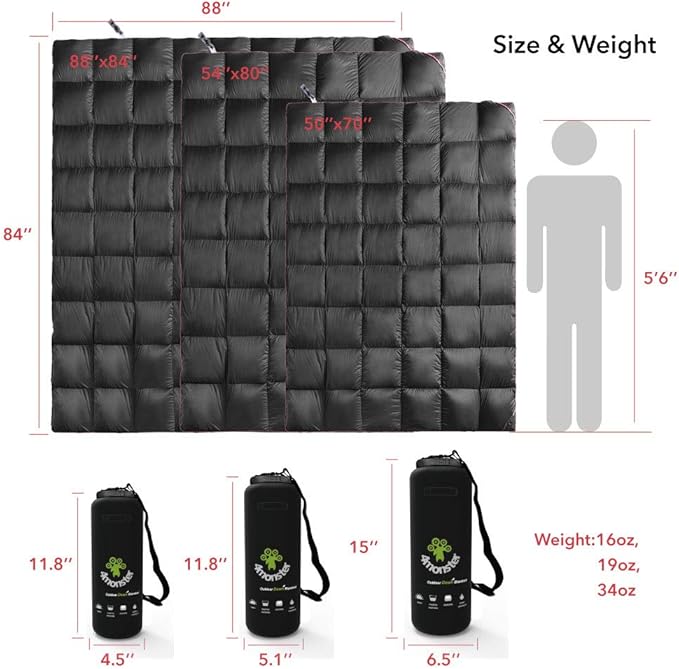 4Monster Down Camping Blanket - Outdoor Travel Quilt Puffy 650 Fill Packable LightweightWind &amp Waterproof | Ideal for Stadium BackpackingPicnics Beach and Hiking