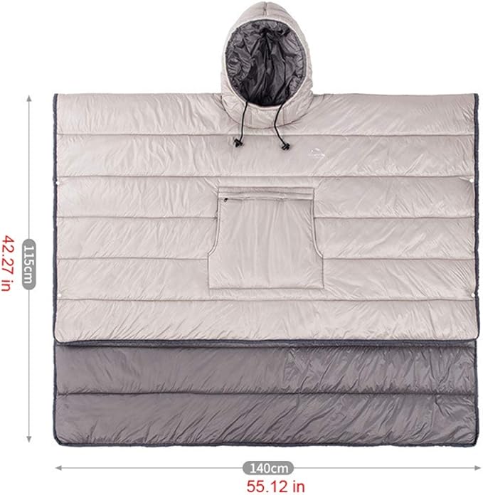 Gaorui Winter Poncho Coat Outdoor Camping Warmth Small Quilt Blanket Water-resisitant Sleeping Bag Cloak Cape with Hat for Adult (Blue)