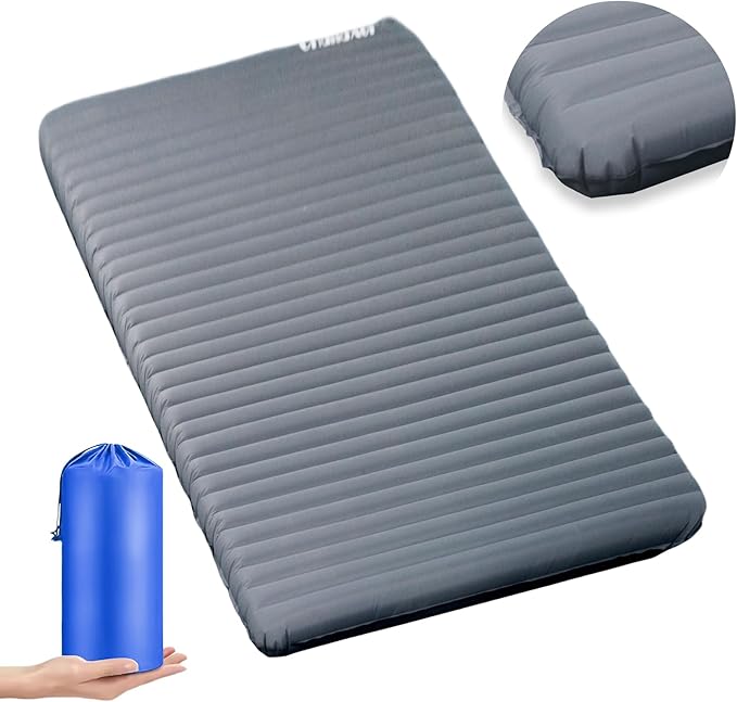 Inflatable Sleeping Pad with R-Value 7.7 Camping &amp Backpacking Mat 78x53.5 Waterproof &amp Durable 40D Nylon Ultralight &amp Compact for Cold Weather 2-Person Sleeping Pad for Outdoor Adve
