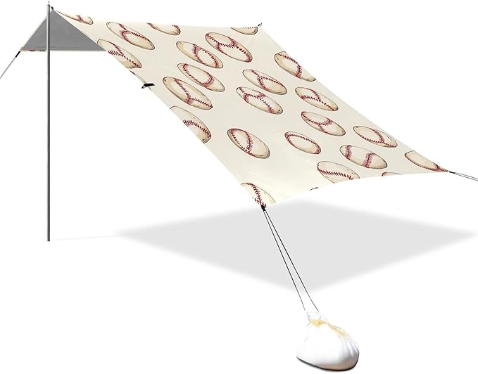 Beach Tent Sun Shelter Beige Baseball Lightweight &amp Easy Setup Beach Shade Canopy for Camping Fishing