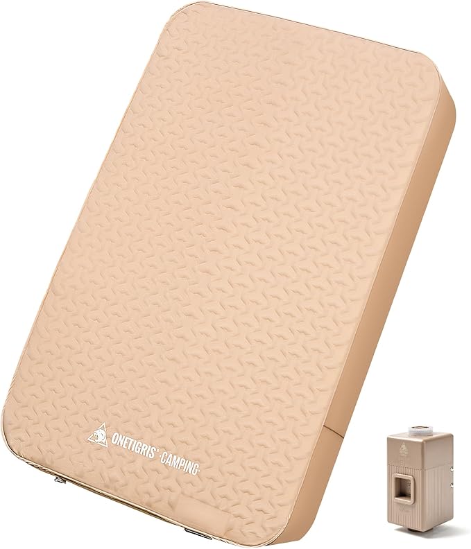 ONETIGRIS CAMPING DYNISLAND PRO Sleeping PadSelf Inflating Camping Mattress for 2 PersonBuilt-in Foot PumpUltralight Sleeping Mat Compact for Camping Backpacking Hiking Traveling Tent（Coyote Brown）