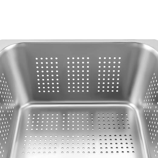 DYNAMI 2-Pack 6 Inch Deep Full Size Steam Table Pans Anti-Jam Perforated Stainless Steel Steam PansRestaurant and Commercial Stainless Steel Food Containers