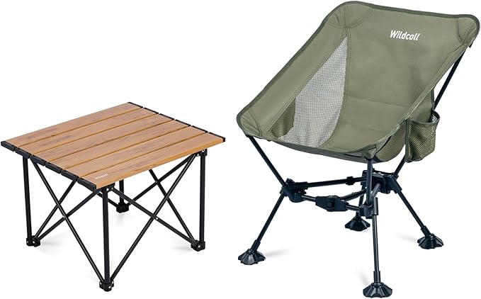 WildCall 1 Anti-Sink Feet Camping Chair and 1 Ultralight Camping Table Ultralight Compact for Adults Outdoor Camping Backpacking Hiking