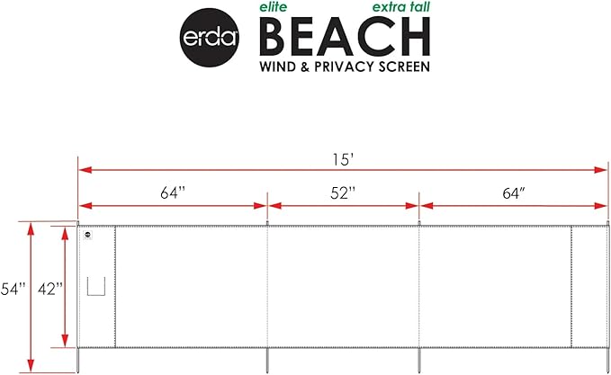 Ocean Camo Elite Beach Recycled Polyester Rip-Stop Extra Tall 42 Lightweight Windscreen Privacy Screen Wind Blocker Free Matching Shoulder Bag (New Mahogany Wood Poles)