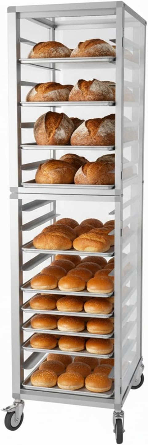 18 Tiers Commercial Bakery Cooling Rack with Wheels Heavy Duty Aluminum Bun Racks NSF Listed Bakery Cart for Kitchen Restaurant Cafeteria Pizzeria 18.5x24.6x70in