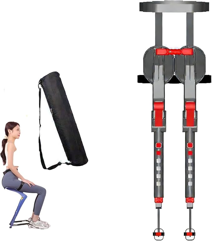 Wearable Chair Exoskeleton Seat with Carry Pouch Lightweight Portable Invisible Chair with 5 Adjustable Heights 300lbs Capacity for Camping Fishing Waiting(Red)