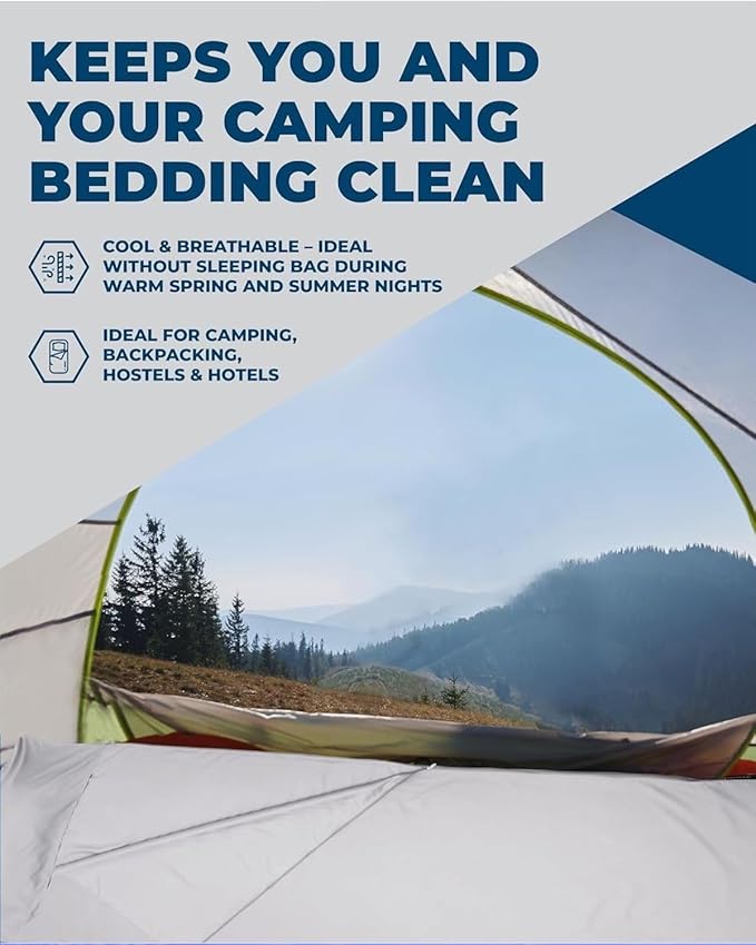 The Friendly Swede Sleeping Bag Liner — Ultralight Polyester or Cold Weather Microfiber Adult Sleep Sack- Camping Sheets - Travel Sleeping Bag with Pocket-Size Stuff Sack