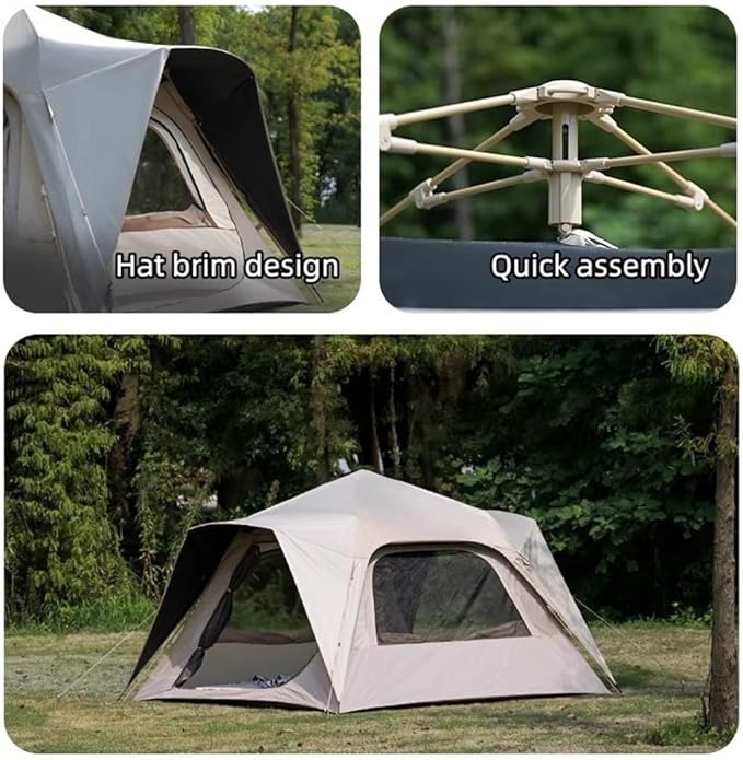 Camping Tents Reactive Outdoor Tent 4 Person Tent Instant Tent Tents for Camping Tent with Brim Water Resistant Sunproof Outdoor Glamping House