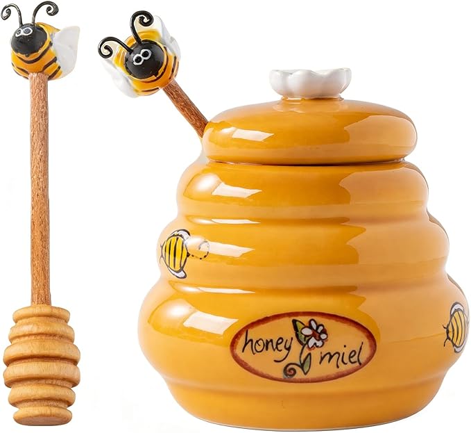 Honey Dispenser Cute Small No Drip Pot Honey Dispenser No Drip Jar for Syrup Jam Sauce Home Apartment Kitchen Office Dorm Farmhouse Restaurant Baking