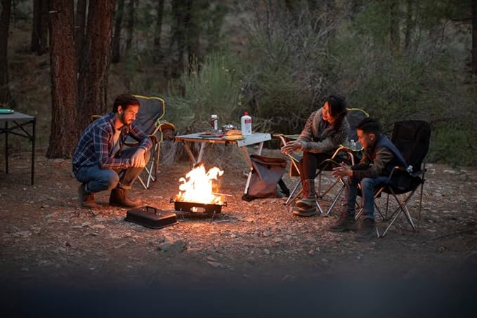 Rio Brands Compact Expandable Outdoor and Camping Aluminum Roll-Top Heat Dissipating Picnic Table Silver 2 in 1