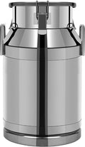 Stainless Steel Milk Can 60L/15.85Gal Metal Airtight Canister Food Storage Container with Lid &amp Clamps Bean Rice Cereal Storage Bucket for Kitchen Restaurant W14.8*H24.6in