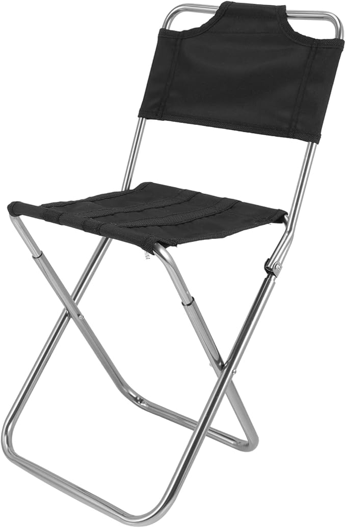 Yardwe Multi-Function Camping Fishing Chair Black Portable Beach Lounge Stool Lightweight Sturdy Folding Stool