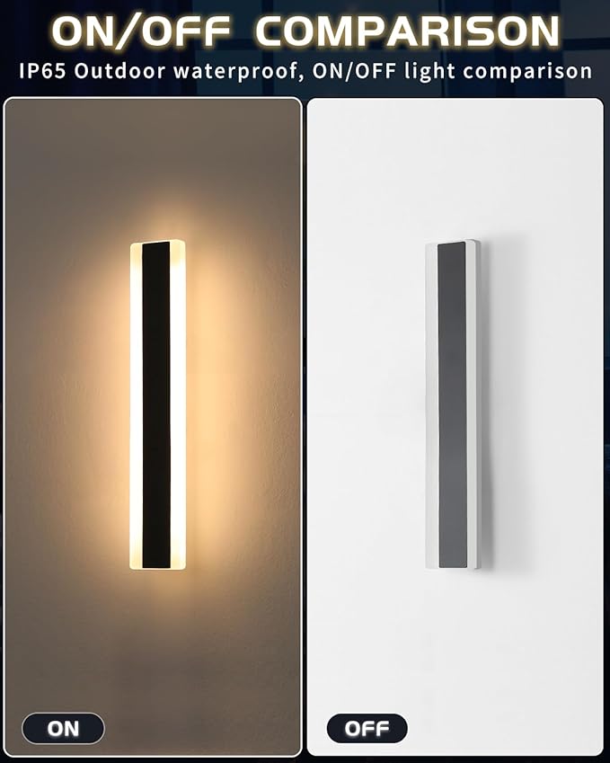 Mikeru 2pack 23.6inch Outdoor Wall Light Fixtures 10%-100% Dimmable Outdoor Wall Lights Exterior Front Porch Light 3000-6000k Wall Mounted Led Lighting for Basement ShopGarage Lighting
