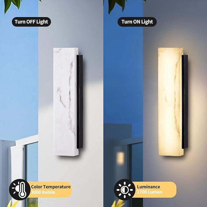 Outdoor Wall Sconce Waterproof Porch Wall Lighting Modern Outdoor Wall Lights with Acrylic Lampshade 31W Dimmable LED Exterior Lights for House Garage Patio Front Door Entryway 3000K