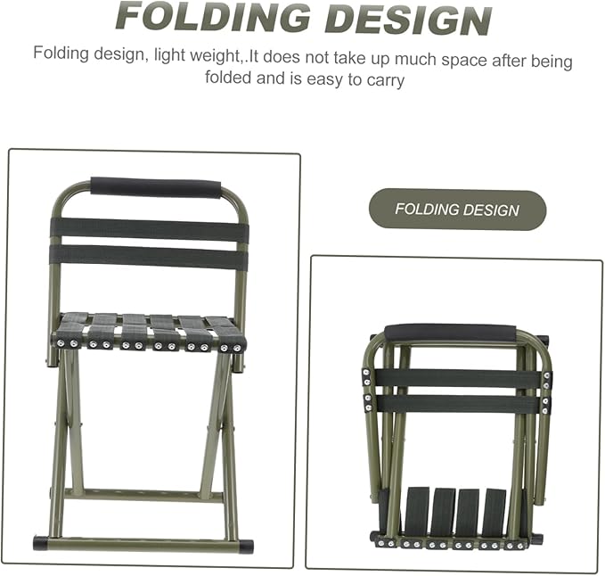 1pc Portable Folding Fishing Stool Lightweight Chair for Camping BBQ and Outdoor Activities and Construction Easy to Carry and Store Green