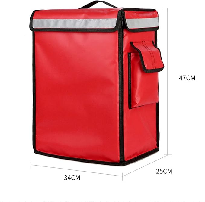 42L Takeaway Box Backpack Fast Food Pizza Delivery Thermal Ice Bags Waterproof Refrigerated Insulation Lunch Bags with PocketsBlue