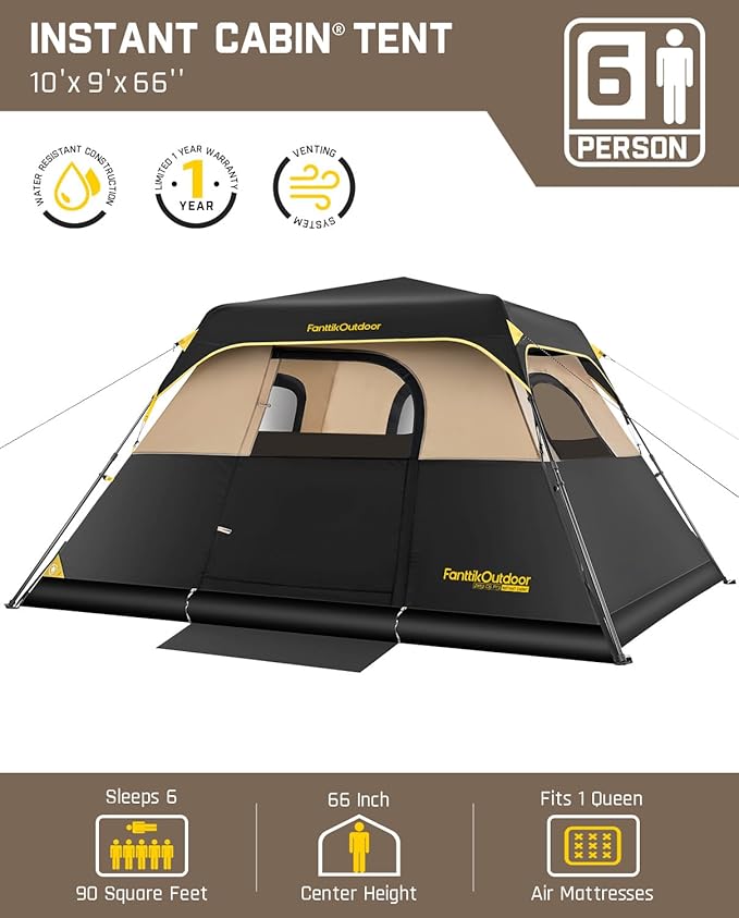 FanttikOutdoor Zeta C6 Pro Camping Tent 6 Person Instant Cabin Tent &amp FanttikOutdoor Zeta L8 Max Camping Chair